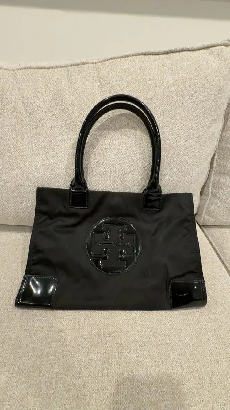 Tory Burch Ella Tote Black Nylon